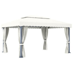 Berkfield Stylish Gazebo With Curtain 4X3 M Cream White Aluminium - thumbnail 5