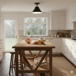 Vintage Semi Flush Mount Ceiling Light With E27 Base Metal 18Cm Cone Lamp Shade For Kitchen,bed, Living Room 1Pack Black - thumbnail 4