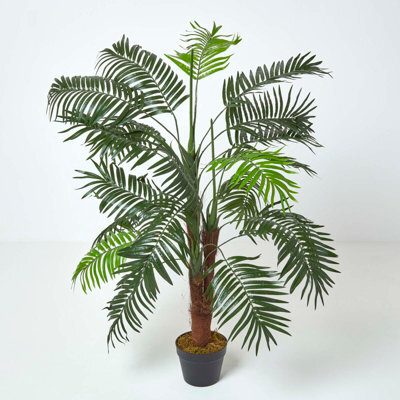 Homescapes Artificial Palm Tree Plant With Pot 120 Cm Handcrafted Green Indoor Decorative Faux House Plant - image 1