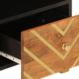 Berkfield Durable Tv Cabinet Brown And Black 70X33.5X46 Cm Solid Wood Mango - thumbnail 7