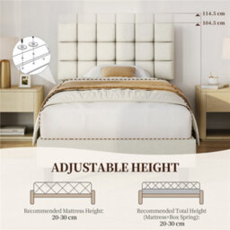 Yaheetech 90 X 190 Cm Single Upholstered Bed Frame, Modern Platform Bed Frame, Beige - thumbnail 5