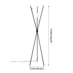 Living And Home Metal Tripod Standing Floor Lamp With Plastic Lampshade Black With Foot Switch - thumbnail 9