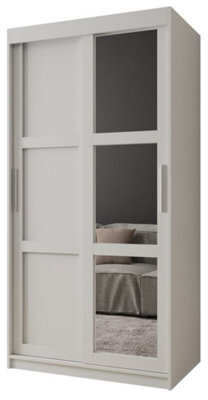 Arte Arendal Iii  Mirrored  Sliding Door Wardrobe With Panel Doors  (H2000mm W1000mm D620mm) - White Matt - image 1