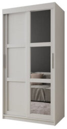 Arte Arendal Iii  Mirrored  Sliding Door Wardrobe With Panel Doors  (H2000mm W1000mm D620mm) - White Matt