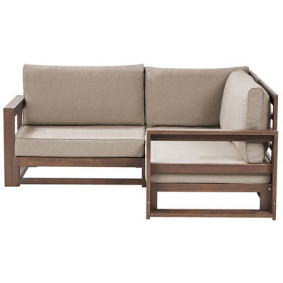 Beliani Garden Corner Sofa 2 Seater Timor Modular Certified Acacia Wood Dark Brown - image 1