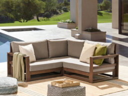 Beliani Garden Corner Sofa 2 Seater Timor Modular Certified Acacia Wood Dark Brown - thumbnail 2
