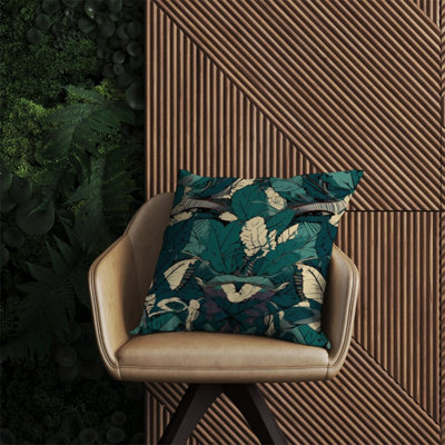 Warren Reed Designer Green Beige Tropical Leaves Outdoor Cushion 60Cm X 60Cm