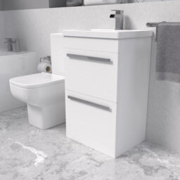 Nes Home White 500mm 2 Drawers Basin Vanity And Close Coupled Toilet - thumbnail 4