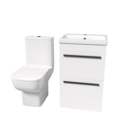 Nes Home White 500mm 2 Drawers Basin Vanity And Close Coupled Toilet - thumbnail 7