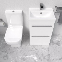 Nes Home White 500mm 2 Drawers Basin Vanity And Close Coupled Toilet - thumbnail 6