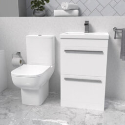 Nes Home White 500mm 2 Drawers Basin Vanity And Close Coupled Toilet - thumbnail 1