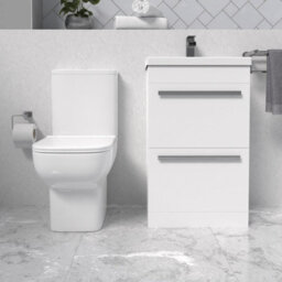 Nes Home White 500mm 2 Drawers Basin Vanity And Close Coupled Toilet - thumbnail 2