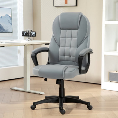 Homcom Executive Office Chair High Back Computer Chair With Armrests Grey - image 1