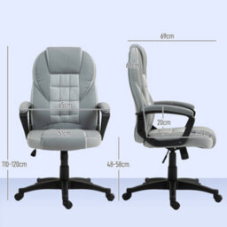 Homcom Executive Office Chair High Back Computer Chair With Armrests Grey - thumbnail 3
