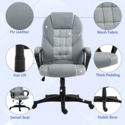 Homcom Executive Office Chair High Back Computer Chair With Armrests Grey - thumbnail 5