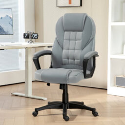 Homcom Executive Office Chair High Back Computer Chair With Armrests Grey