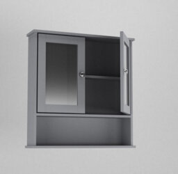 Urbn-Living Urbnliving 69Cm Length 3Pc Bathroom Wood Unit Under Sink Cabinet Mirror Cupboard Toilet Paper Dispenser Grey - thumbnail 2