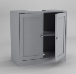 Urbn-Living Urbnliving 69Cm Length 3Pc Bathroom Wood Unit Under Sink Cabinet Mirror Cupboard Toilet Paper Dispenser Grey - thumbnail 3