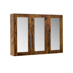 Homestylestore 900 X 650mm Dark Oak Wall Mounted Mirrored Door Bathroom Cabinet And Chrome T Bar Handles