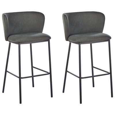 Beliani Set Of 2 Bar Chairs Mina Dark Green - image 1