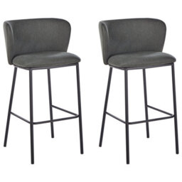 Beliani Set Of 2 Bar Chairs Mina Dark Green - thumbnail 1
