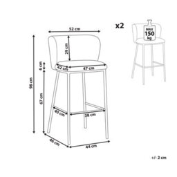 Beliani Set Of 2 Bar Chairs Mina Dark Green - thumbnail 3