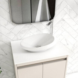 Royal Bathrooms Orion 600mm Warm Taupe Wall Hung Plain White Countertop Vanity Unit 2 Drawer With Nova Basin & Chrome Accent Trim - thumbnail 5