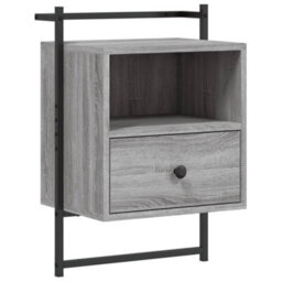 Berkfield Bedside Cabinet Wall-Mounted Grey Sonoma 40X30X61 Cm Engineered Wood - thumbnail 2
