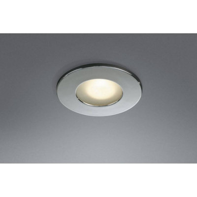 Aurora Led Satin Chrome Bathroom Ceiling Downlighter & Cool White Bulb (5233)