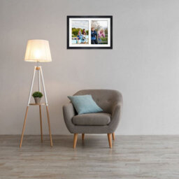 AK Frames 20X14 Black Modern Multi Photo Frame With White Mount - Holds 2 Apertures (2X) A4 Photos - thumbnail 3