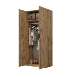 Arte Montana 90Cm Hinged Door Wardrobe - Oak Wotan, Compact Wardrobe With A Natural Look - thumbnail 4
