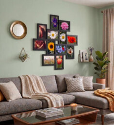 Biznest 12 Opening Black Collage Irregular Shape Photo Frame Multiple - Apertures Wall Mounted Display Home Gallery Déco 60X60X2Cm - thumbnail 2