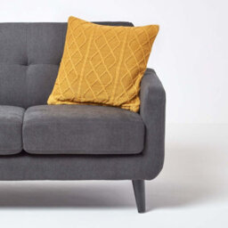 Homescapes Mustard Diamond Cable Knit Cushion Cover, 45 X 45 Cm - thumbnail 4
