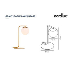 Nordlux Grant Glass Table Lamp Hand Blown Glass Brass,mains - thumbnail 4