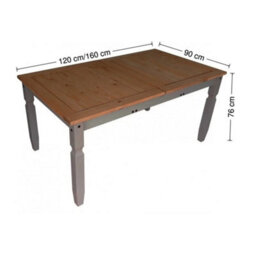 Dining Table And 4 Chairs Grey Wax Small Extending Solid Wood Pine Wooden - thumbnail 2