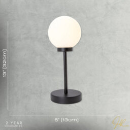 Happy Homewares Modern Opal White Glass Globe Table Lamp With Tall Matte Black Stem - thumbnail 6