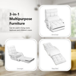 Gainoom 2 In 1 Folding Lazy Sofa Lounger Floor Gaming Armchair Bed Recliner Adjustable - thumbnail 8