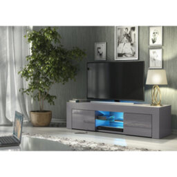 Tv Unit 130Cm Sideboard Cabinet Cupboard Tv Stand Living Room High Gloss Doors - Grey & Grey - thumbnail 7