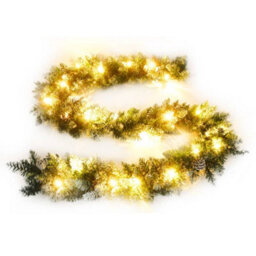 Berkfield Christmas Garland With Led Lights Green 5.2 M Pvc - thumbnail 2