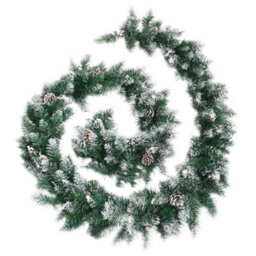 Berkfield Christmas Garland With Led Lights Green 5.2 M Pvc - thumbnail 3
