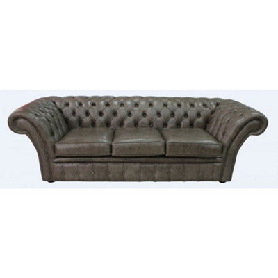 Chesterfield 3 Seater Bronx High Plains Leather Sofa Settee In Balmoral Style - image 1
