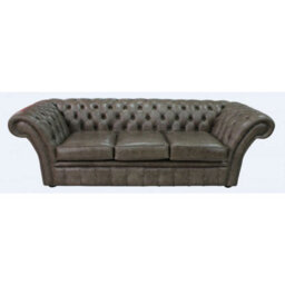 Chesterfield 3 Seater Bronx High Plains Leather Sofa Settee In Balmoral Style - thumbnail 1