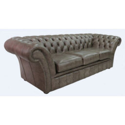 Chesterfield 3 Seater Bronx High Plains Leather Sofa Settee In Balmoral Style - thumbnail 2