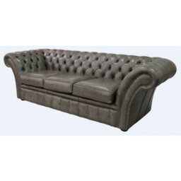 Chesterfield 3 Seater Bronx High Plains Leather Sofa Settee In Balmoral Style - thumbnail 3