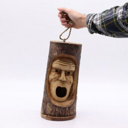Serenityy Hand-Carved Tree Trunk Bird House - Grumpy Old Man Face, Hanging Rustic Nest Box For Garden Birds, Solid Wood - thumbnail 2