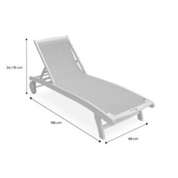 Sweeek. Pair Of Wooden And Textilene Sun Loungers Marbella Anthracite 196X68X91 Cm - thumbnail 9