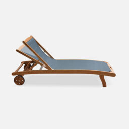 Sweeek. Pair Of Wooden And Textilene Sun Loungers Marbella Anthracite 196X68X91 Cm - thumbnail 5