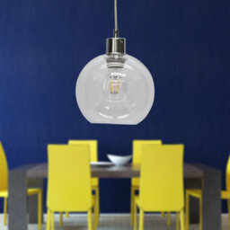 First Choice Lighting Set Of 2 Barnum - Clear Glass Globe With Chrome Pendant Fittings - thumbnail 4