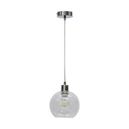 First Choice Lighting Set Of 2 Barnum - Clear Glass Globe With Chrome Pendant Fittings - thumbnail 2