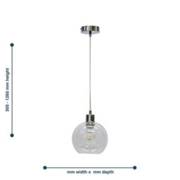 First Choice Lighting Set Of 2 Barnum - Clear Glass Globe With Chrome Pendant Fittings - thumbnail 6